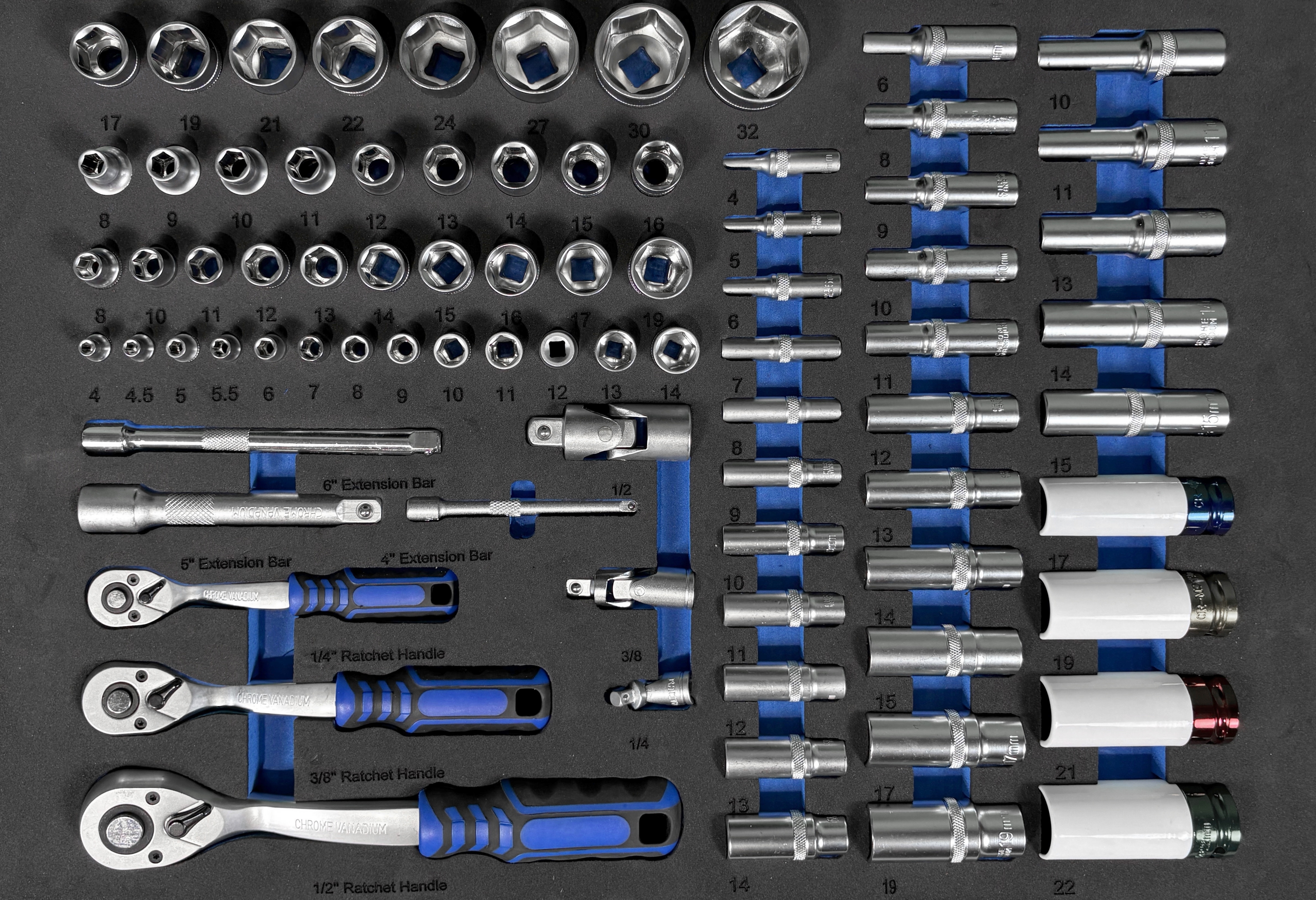 BL-5001 - Dielenský vozík s CRV náradím 250 ks 12 zásuviek (48)